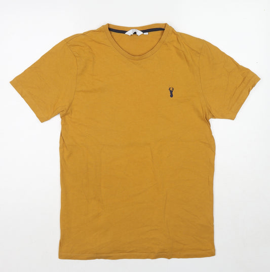 NEXT Mens Yellow Cotton T-Shirt Size M Round Neck