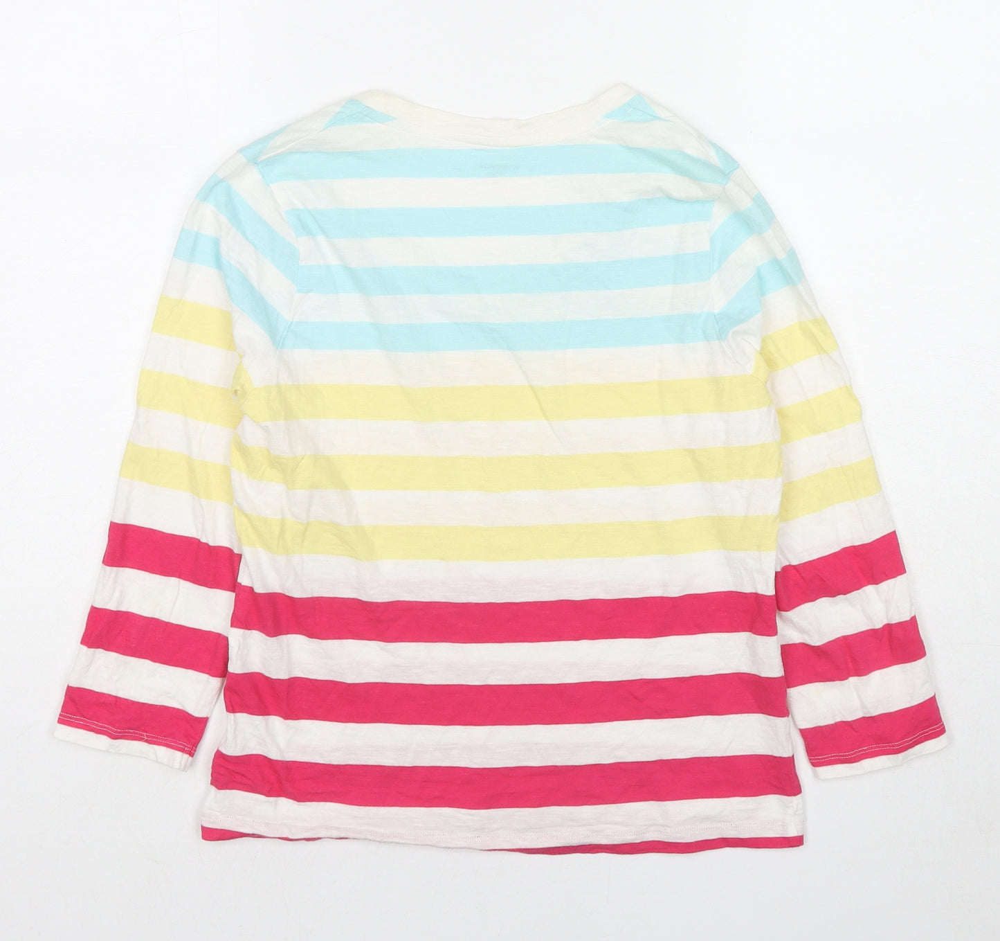 John Lewis Womens Multicoloured Striped Cotton Basic T-Shirt Size 12 Scoop Neck