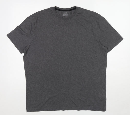 Marks and Spencer Mens Grey Cotton T-Shirt Size L Round Neck
