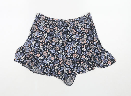 ASOS Womens Blue Floral Viscose Basic Shorts Size 8 Regular Zip
