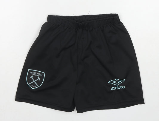 Umbro Boys Black Polyester Sweat Shorts Size 4-5 Years Regular - West Ham United