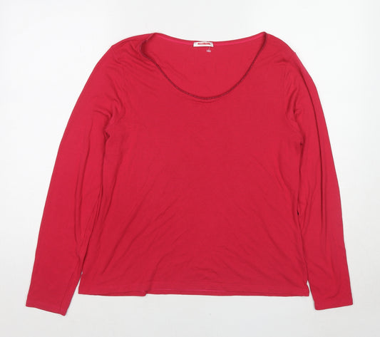 Damart Womens Pink Acrylic Basic T-Shirt Size L Boat Neck