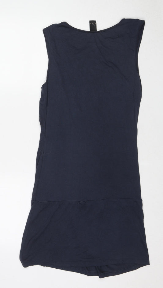 VILA Womens Blue Viscose Tank Dress Size M Round Neck Pullover