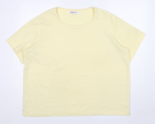 Bonmarché Womens Yellow Polyester Basic T-Shirt Size XL Round Neck
