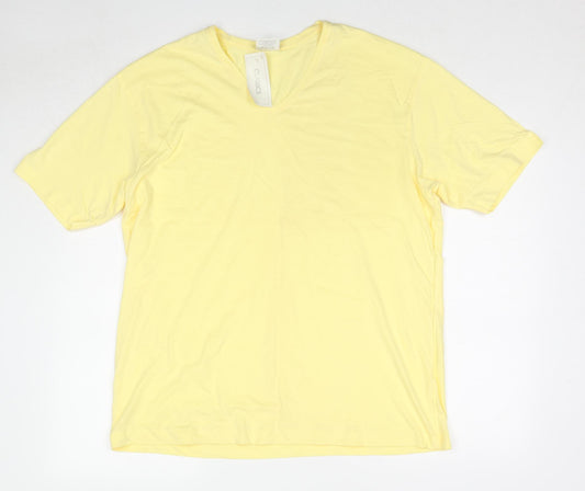 Classics Womens Yellow Cotton Basic T-Shirt Size 16 V-Neck