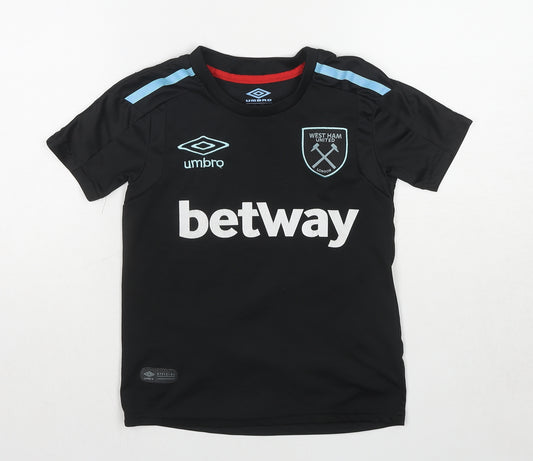 Umbro Boys Black Polyester Jersey T-Shirt Size 4-5 Years Round Neck Pullover - Age 4-6 Years West Ham United