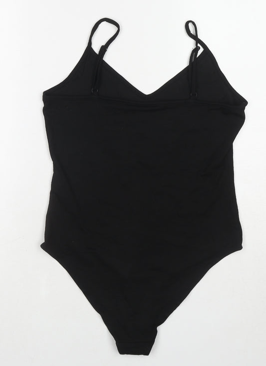 H&M Womens Black Modal Bodysuit One-Piece Size M Snap