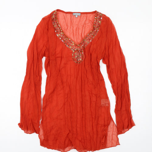 Per Una Womens Orange Polyester Kimono Blouse Size 10 V-Neck