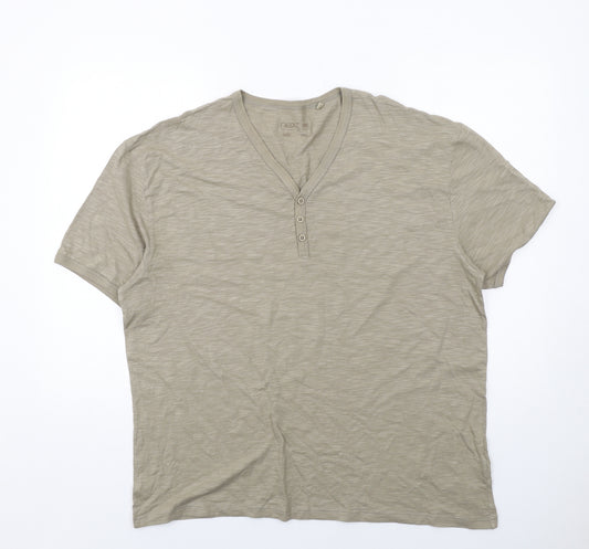 NEXT Mens Beige Cotton T-Shirt Size 2XL V-Neck