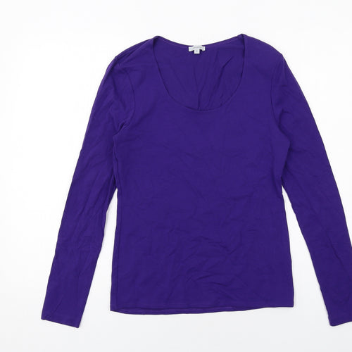 Jigsaw Womens Purple Cotton Basic T-Shirt Size M Scoop Neck