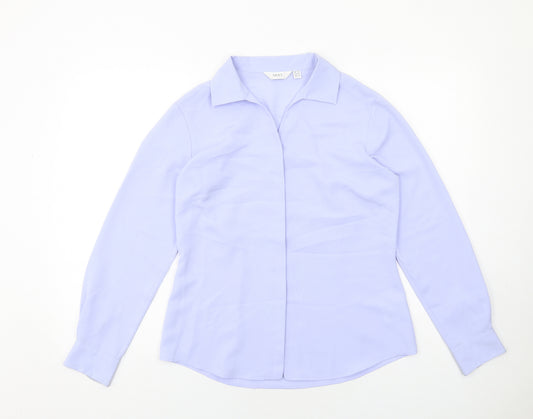 NEXT Womens Blue Polyester Basic Button-Up Size 12 Collared