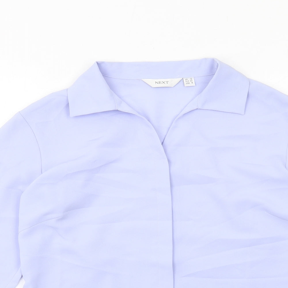 NEXT Womens Blue Polyester Basic Button-Up Size 12 Collared