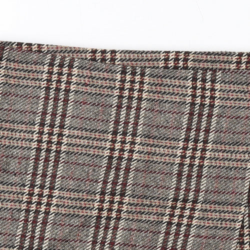 NEXT Womens Brown Plaid Polyester A-Line Skirt Size 14 Zip