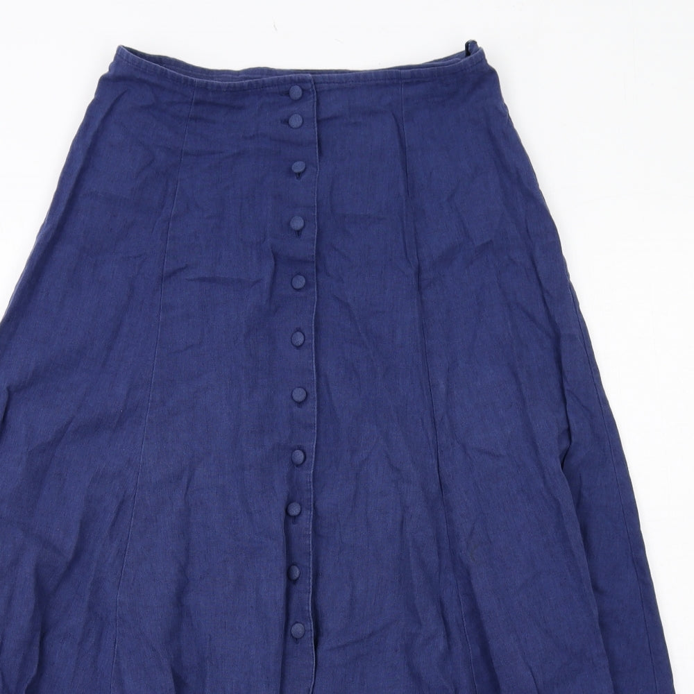 Marks and Spencer Womens Blue Cotton Peasant Skirt Size 12 Button