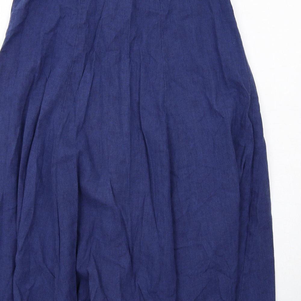 Marks and Spencer Womens Blue Cotton Peasant Skirt Size 12 Button