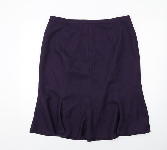 EWM Womens Purple Herringbone Polyester Straight & Pencil Skirt Size 20 Zip