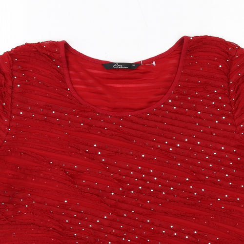 Bonmarché Womens Red Polyacrylate Fibre Basic T-Shirt Size 18 Round Neck