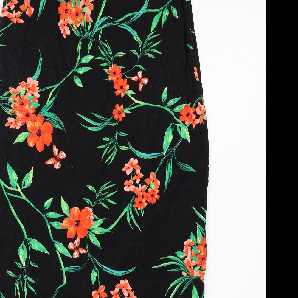 Dorothy Perkins Womens Black Floral Viscose Straight & Pencil Skirt Size 12