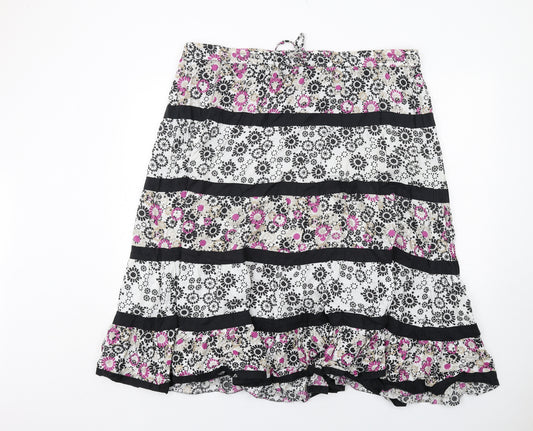 Bonmarché Womens Multicoloured Geometric Cotton Swing Skirt Size L