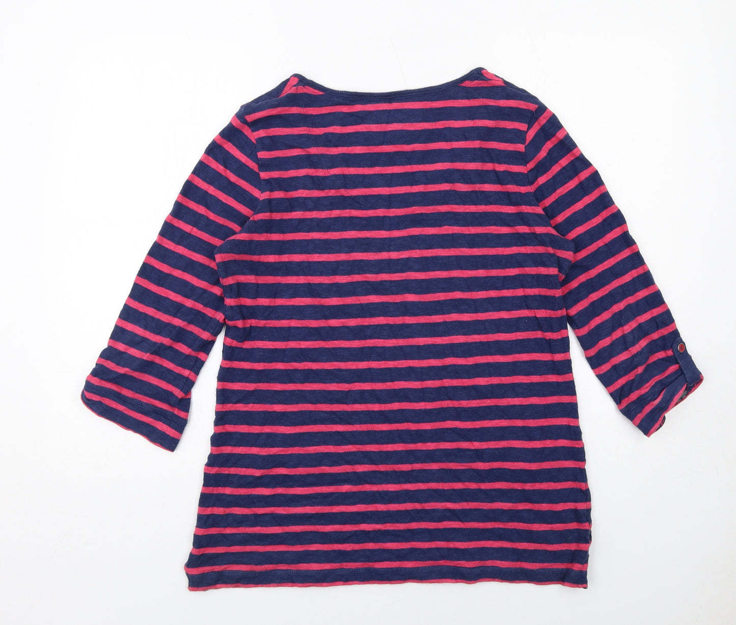 Per Una Womens Blue Scoop Neck Striped Cotton Pullover Jumper Size 12