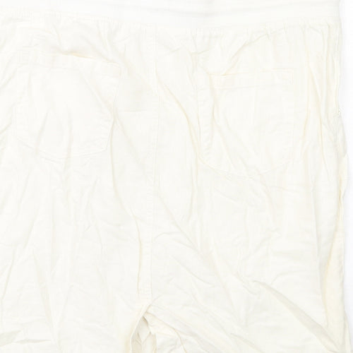 M&Co Womens Ivory Linen A-Line Skirt Size 16 Drawstring