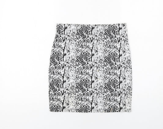 H&M Womens White Animal Print Polyester Straight & Pencil Skirt Size S - Snakeskin pattern