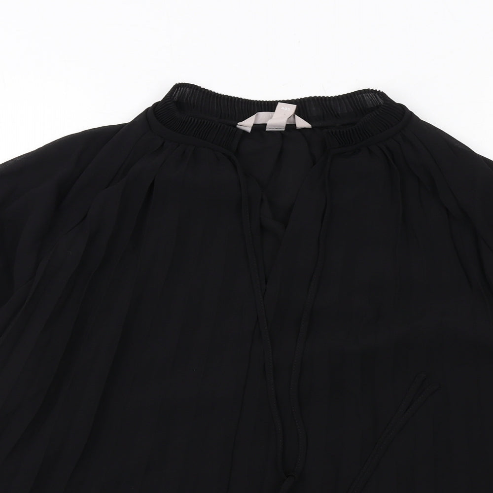 H&M Womens Black Polyester Basic Blouse Size S V-Neck