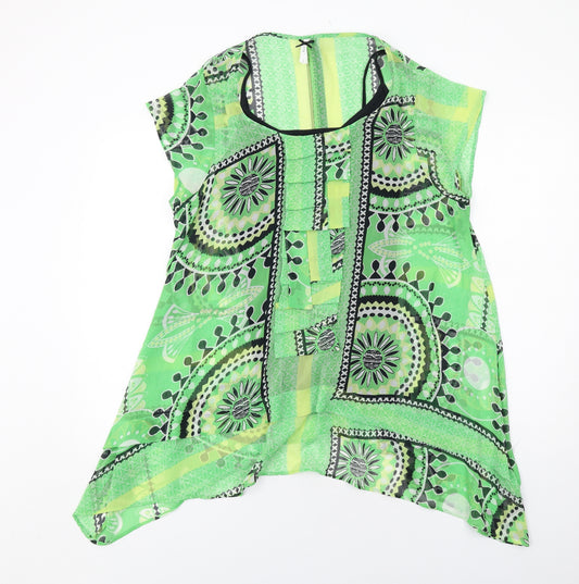 NEXT Womens Green Geometric Polyester Tunic Blouse Size 20 Scoop Neck