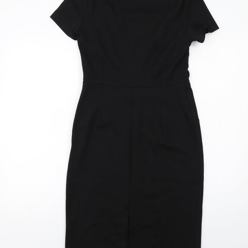 Wallis Womens Black Polyester Shift Size 10 Square Neck Zip