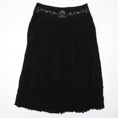Per Una Womens Black Polyester Peasant Skirt Size 14 Zip