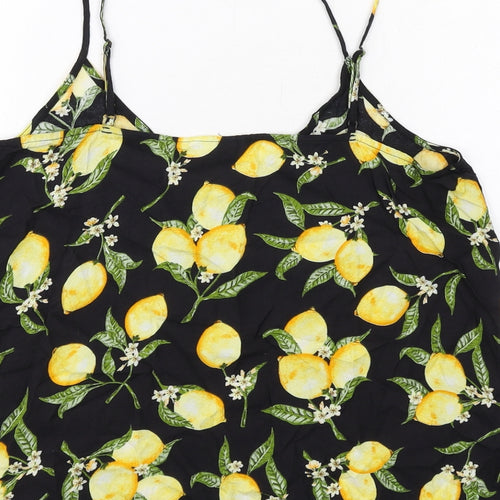 H&M Womens Black Geometric Viscose Camisole Tank Size 14 V-Neck - Lemon Print