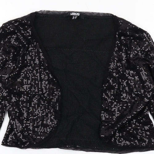 ASOS Womens Black Viscose Jacket Blazer Size 10 Pullover - Sequins, Sparkle
