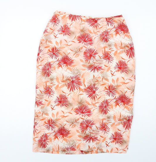 Minuet Womens Multicoloured Floral Silk Straight & Pencil Skirt Size 12 Zip