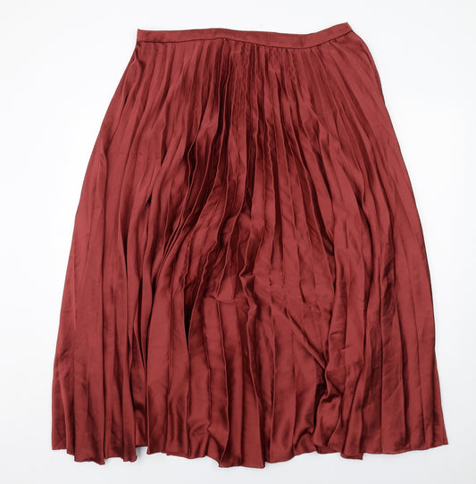 ASOS Womens Red Polyester Pleated Skirt Size 16 Zip