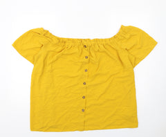 Dorothy Perkins Womens Yellow Polyester Basic Blouse Size 26 Round Neck