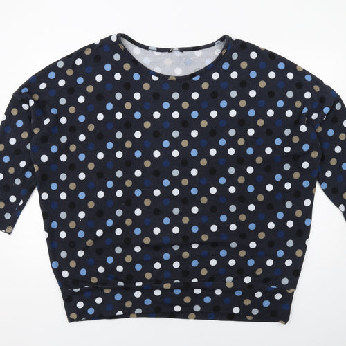 Roman Womens Blue Round Neck Polka Dot Polyester Pullover Jumper Size 20