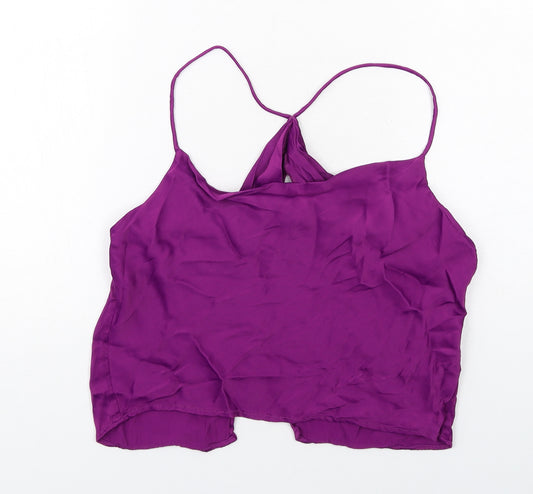 Zara Womens Purple Viscose Basic Tank Size S Round Neck