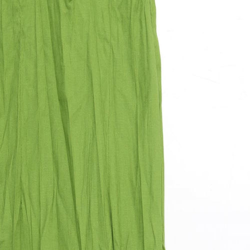 Zara Womens Green Linen A-Line Size M Halter Zip - Open Back