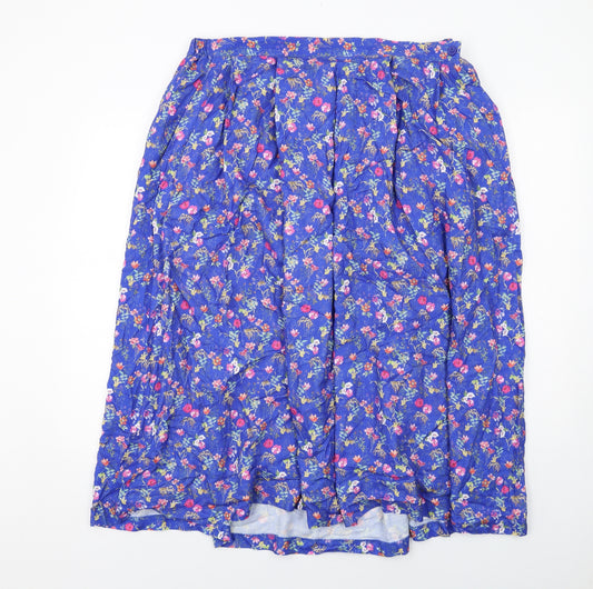 Country Collection Womens Blue Floral Viscose Swing Skirt Size 20 Zip