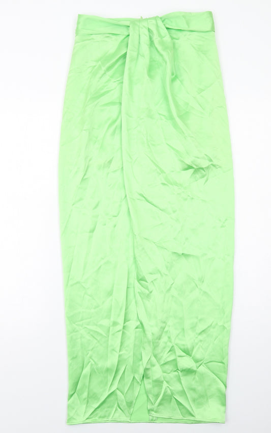 Zara Womens Green Polyester Straight & Pencil Skirt Size S Zip