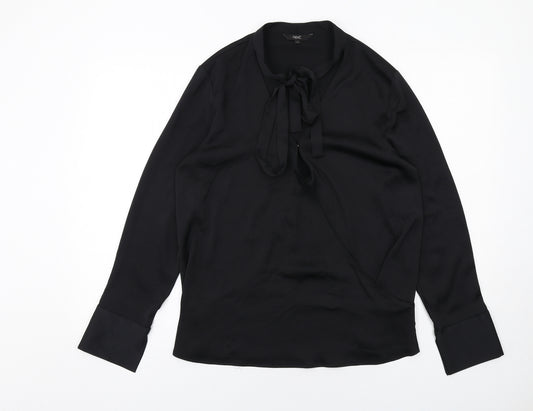NEXT Womens Black Polyester Basic Blouse Size 12 Round Neck