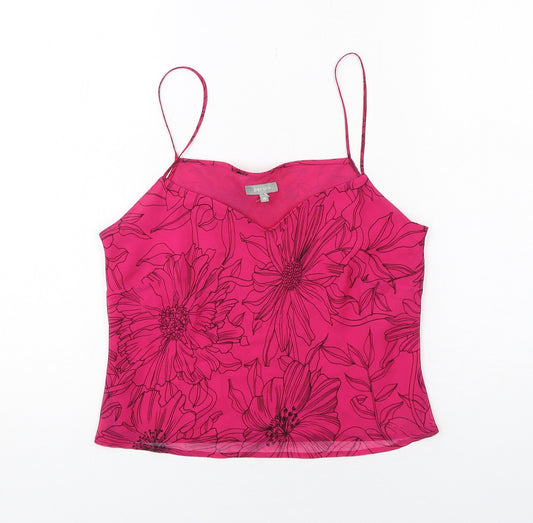 Per Una Womens Pink Floral Polyester Basic Tank Size 10 Sweetheart