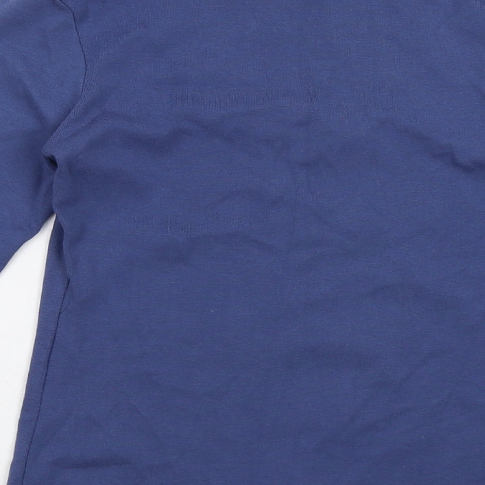 Marks and Spencer Womens Blue Cotton Basic T-Shirt Size 8 V-Neck