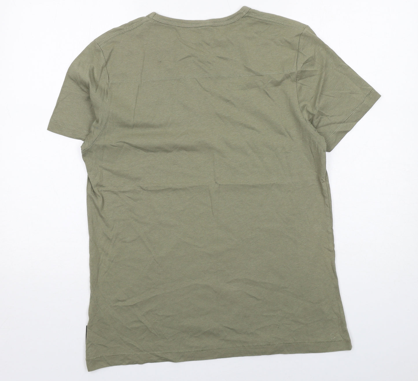 French Connection Mens Green Cotton T-Shirt Size L Round Neck