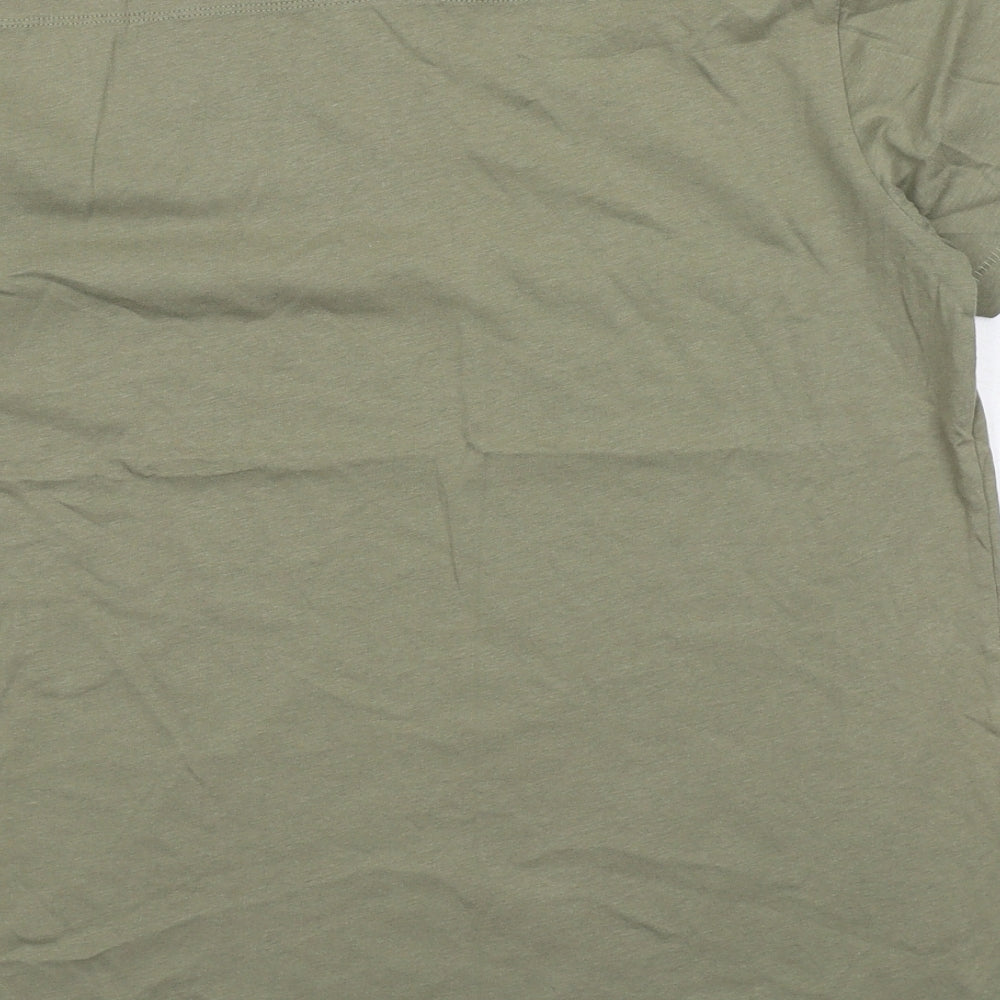 French Connection Mens Green Cotton T-Shirt Size L Round Neck