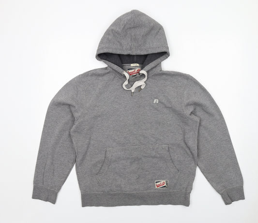 Russell Athletic Mens Grey Cotton Pullover Hoodie Size M