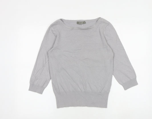 Oasis Womens Grey Boat Neck Cotton Pullover Jumper Size M