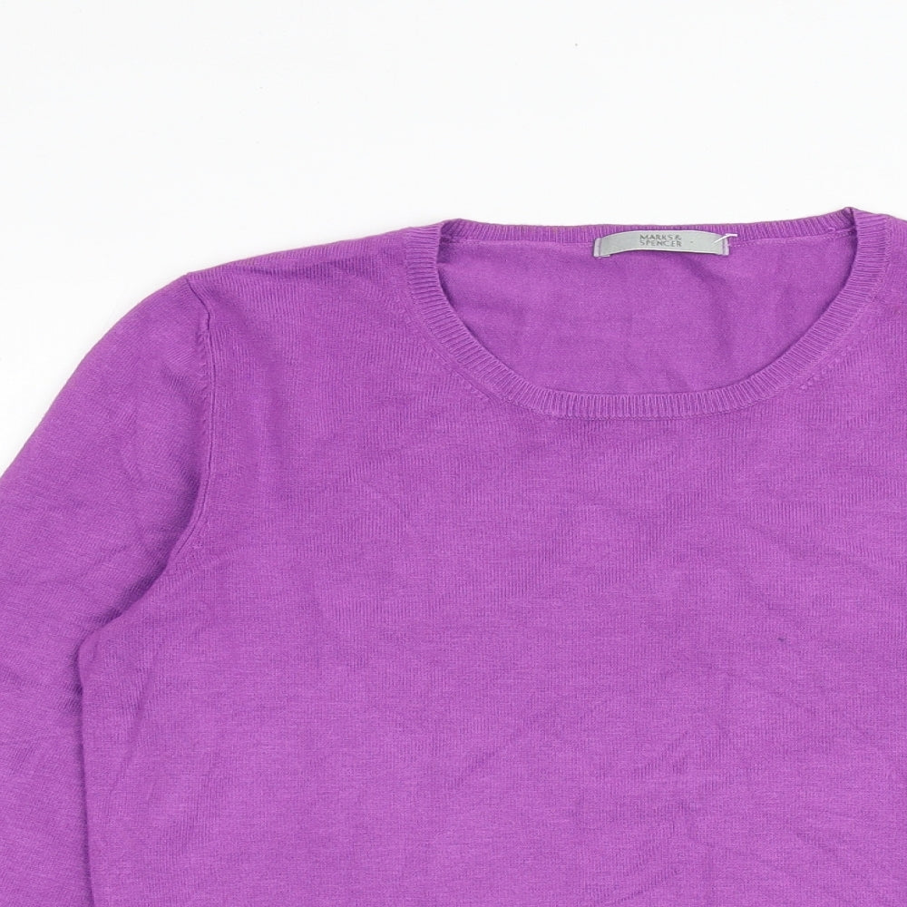 Marks and Spencer Womens Purple Round Neck Viscose Pullover Jumper Size 12