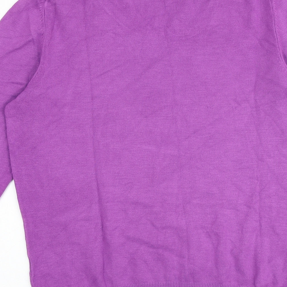 Marks and Spencer Womens Purple Round Neck Viscose Pullover Jumper Size 12