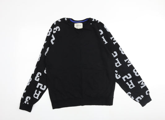 River Island Mens Black Cotton Pullover Sweatshirt Size M